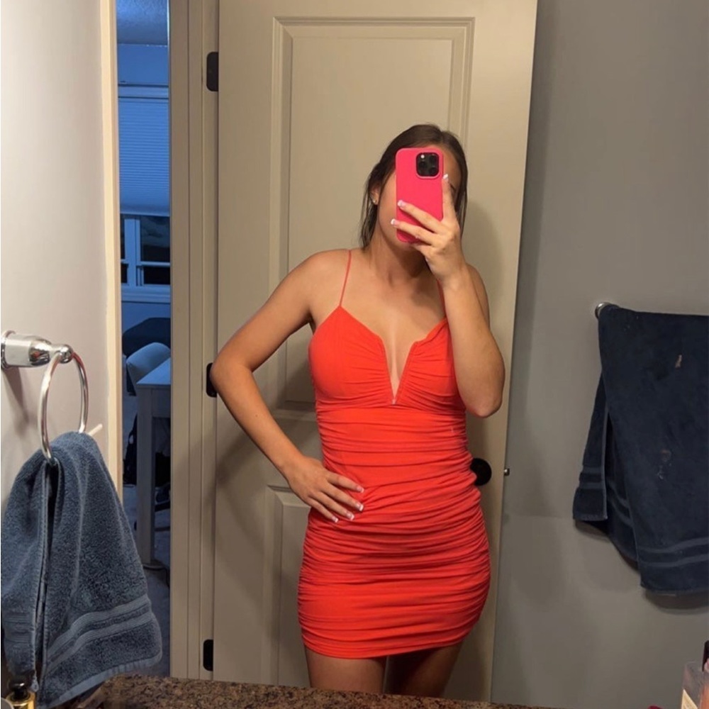 coral mini dress